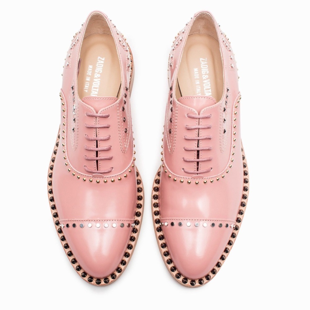 Zadig & Voltaire Youth Clous Derby Shoes - Pink Studded  - Size 37